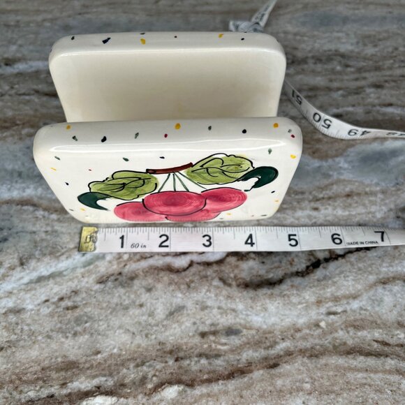Young’s 1996 Hand-Painted Ceramic Napkin Holder With Grapes & Cherry Design - Picture 8 of 10